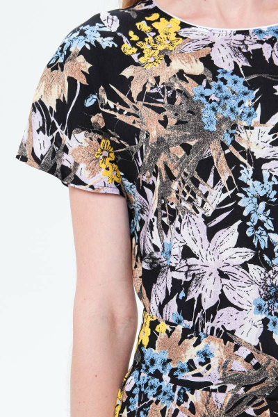 Платье летнее из вискозы с цветочным принтом и поясом BirizModa 21С0018 голубой - фото 3