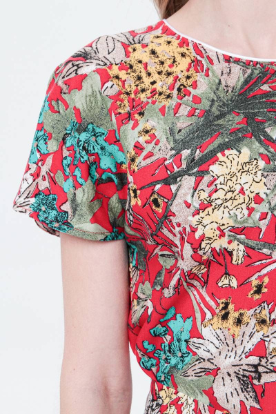 Платье летнее из вискозы с ярким принтом и поясом BirizModa 21С0018 красный - фото 2