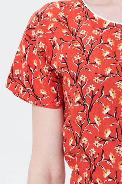 Платье летнее из вискозы с ярким принтом и поясом BirizModa 21С0019 рыжий - фото 3