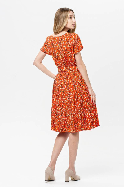 Платье летнее из вискозы с ярким принтом и поясом BirizModa 21С0019 рыжий - фото 2
