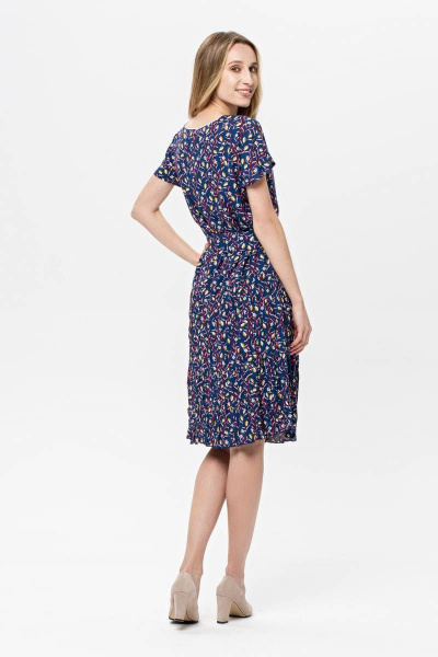 Платье летнее из вискозы с цветочным принтом и поясом BirizModa 21С0019 синий - фото 2