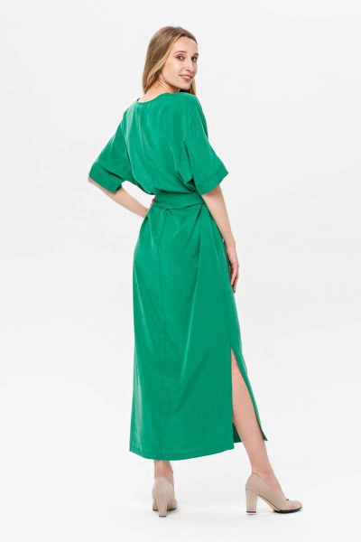 Платье летнее из вискозы с широким рукавом и поясом BirizModa 21С0020 зеленый - фото 3