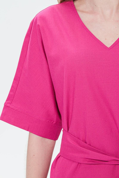 Платье летнее из вискозы с широким рукавом и поясом BirizModa 21С0020 малиновый - фото 3