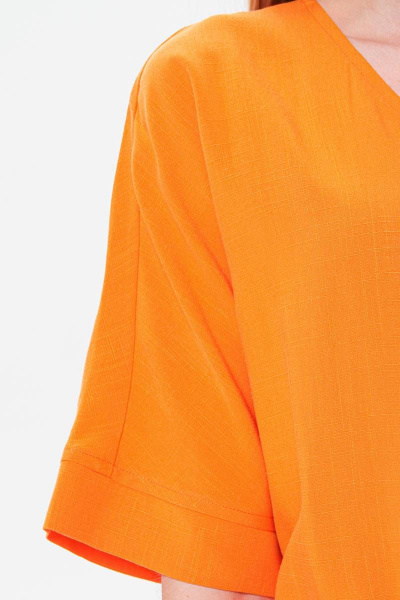Платье свободного кроя с поясом и V-образным вырезом BirizModa 21С0020 оранжевый - фото 3