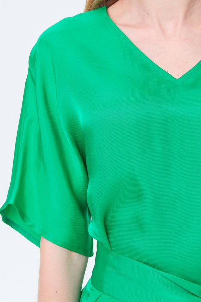 Платье свободного кроя с поясом и V-образным вырезом BirizModa 21С0020 салатовый - фото 3
