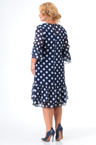 Платье из шифона с контрастными воланами и принтом Кэтисбел 1554 горох - фото 2