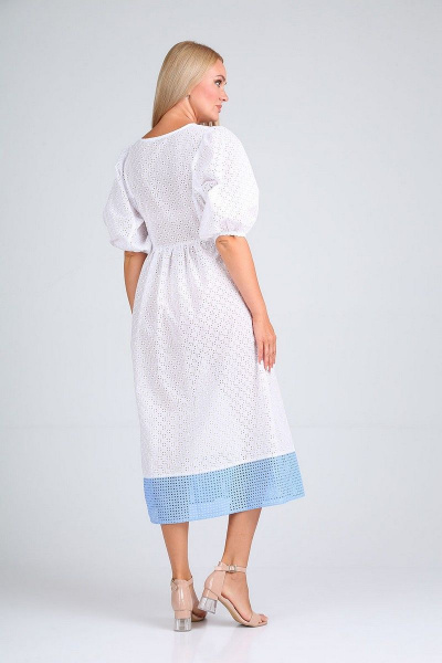 Платье FloVia 4090 белый+полоска_голубой - фото 4