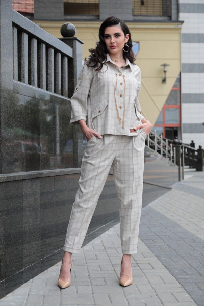 Брюки, жакет Твой имидж 1402 молочный - фото 2