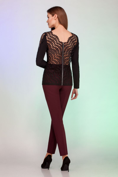Демисезонный костюм из кружево и текстиля с брюками и блузой Vitol Fashion В-2504 - фото 2