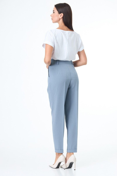 Блуза, брюки, жакет T&N 7078 серо-голубой+белый - фото 7