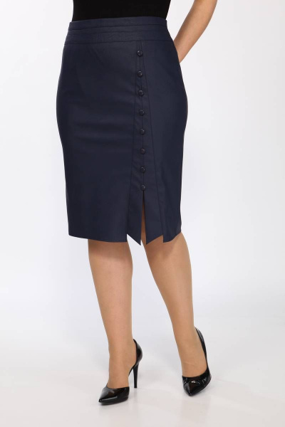 Юбка из экокожи на байке с леопардовым принтом Klever 382 кожа-синий - фото 6