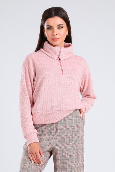 Брюки, джемпер Viola Style 20572 розовый-клетка - фото 2