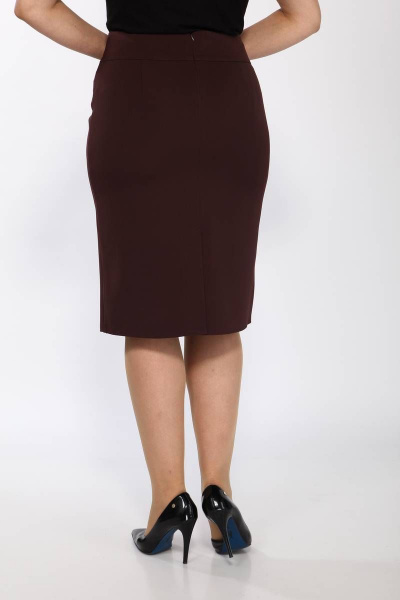 Деловая юбка из текстиля с пуговицами и шлицей Klever 382 горький_шоколад - фото 2