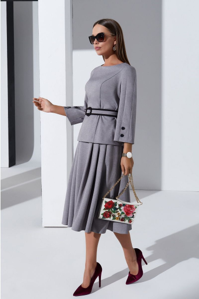 Джемпер, юбка Lissana 4282 серый - фото 1