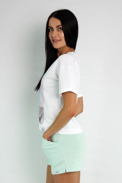 Футболка с рукавами и подворотом из хлопка для повседневных образов Kivviwear 4026.10 - фото 4