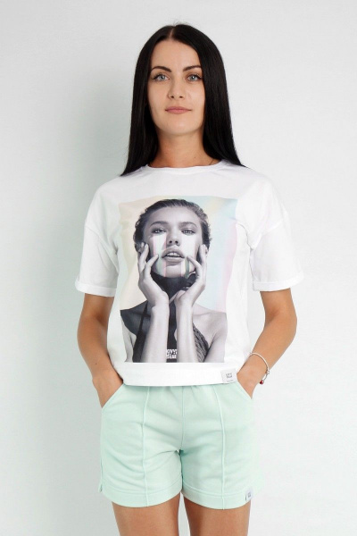 Футболка с рукавами и подворотом из хлопка для повседневных образов Kivviwear 4026.10 - фото 2