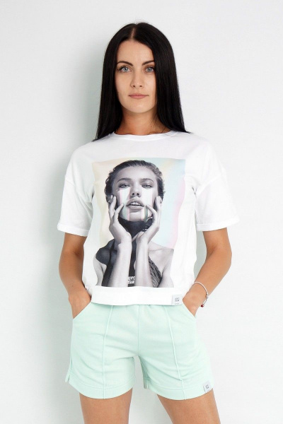 Футболка с рукавами и подворотом из хлопка для повседневных образов Kivviwear 4026.10 - фото 1