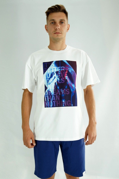 Футболка оверсайз из трикотажа хлопок с мультиколор принтом Kivviwear 1001.02 - фото 3