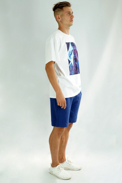 Футболка оверсайз из трикотажа хлопок с мультиколор принтом Kivviwear 1001.02 - фото 2