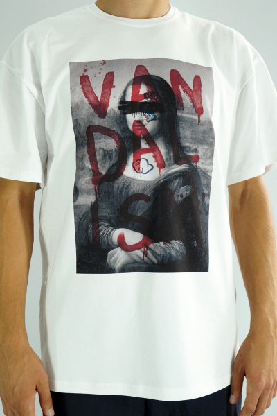 Футболка оверсайз со зведенной горловиной и мультиколором Kivviwear 1001.04 - фото 5