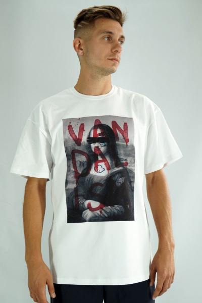 Футболка оверсайз со зведенной горловиной и мультиколором Kivviwear 1001.04 - фото 4