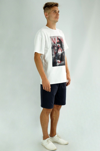 Футболка оверсайз со зведенной горловиной и мультиколором Kivviwear 1001.04 - фото 2