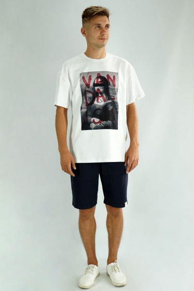 Футболка оверсайз со зведенной горловиной и мультиколором Kivviwear 1001.04 - фото 1