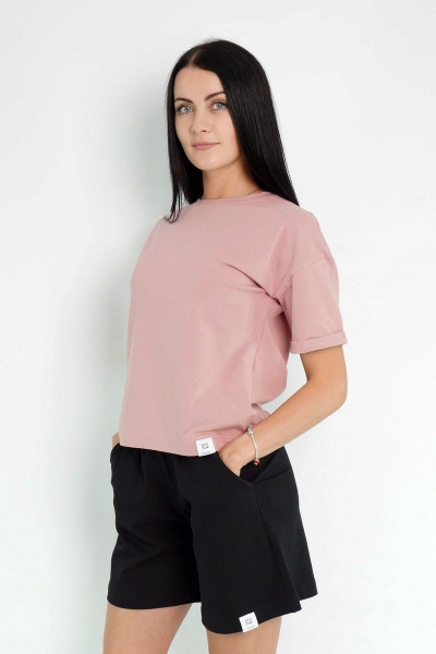 Женские оверсайз шорты с расширением к низу из футера Kivviwear 4027 черный - фото 1