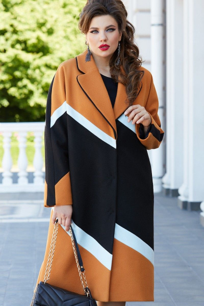 Пальто Vittoria Queen 14493 черный-терракот - фото 4