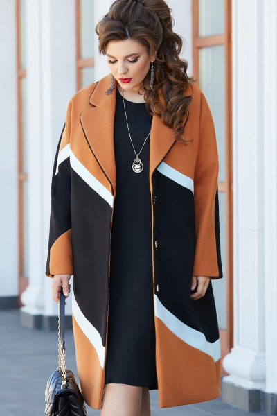 Пальто Vittoria Queen 14493 черный-терракот - фото 3