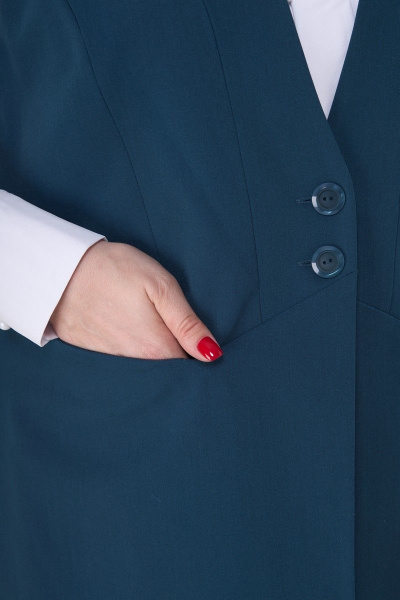 Жилет деловой приталенный с карманами на пуговицах Anelli 1037 бирюза - фото 5