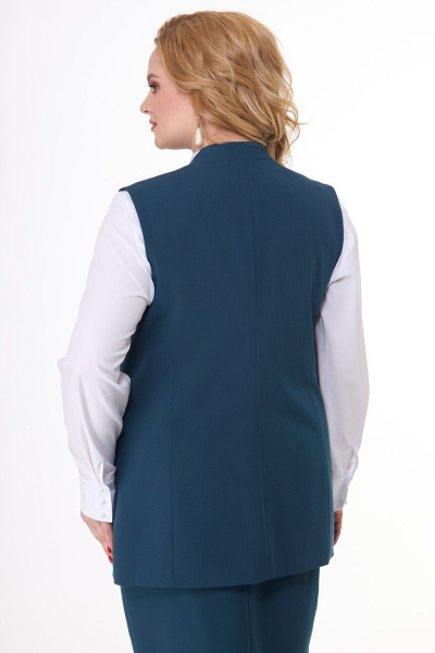 Жилет деловой приталенный с карманами на пуговицах Anelli 1037 бирюза - фото 4