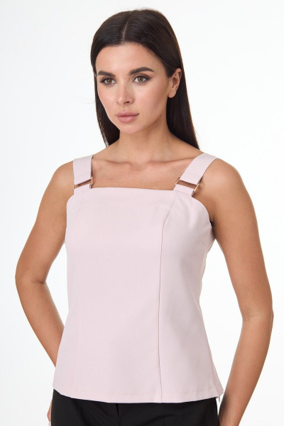 Базовый топ из текстиля с декоративными бретелями Anelli 544 розовый - фото 2