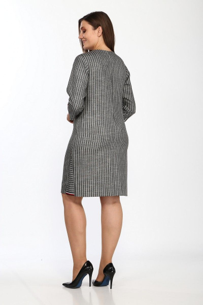 Платье прямое с накладными карманами и молнией Lady Style Classic 1377/2 стальной_полоска - фото 2