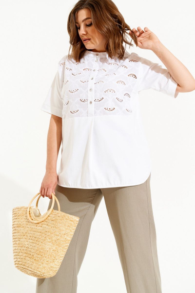 Блуза, брюки ELLETTO old 5146 белый-беж - фото 8