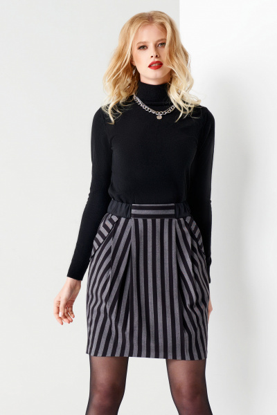 Юбка-тюльпан из текстиля с мягкими складками и внутренними карманами Панда 52650z серо-черный - фото 2