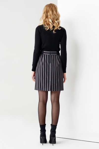 Юбка-тюльпан из текстиля с мягкими складками и внутренними карманами Панда 52650z серо-черный - фото 3