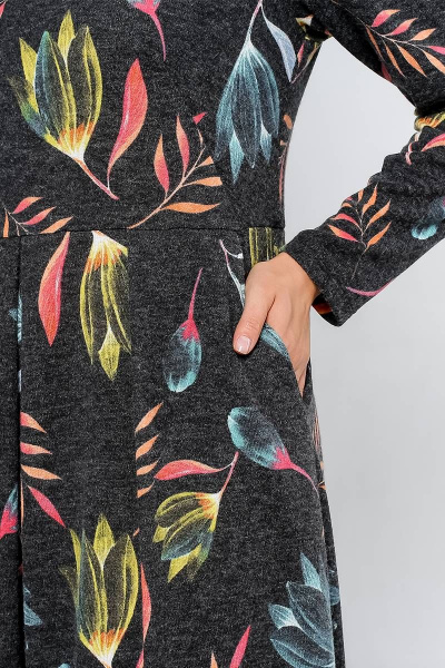 Платье La rouge 5338 графит-(цветы) - фото 5