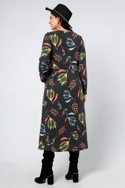 Платье La rouge 5338 графит-(цветы) - фото 4