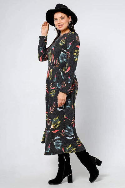 Платье La rouge 5338 графит-(цветы) - фото 3