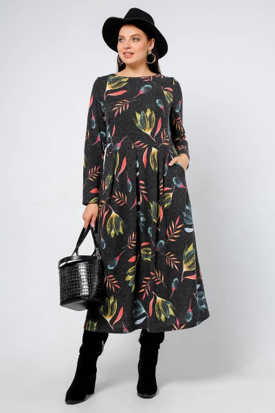 Платье La rouge 5338 графит-(цветы) - фото 2