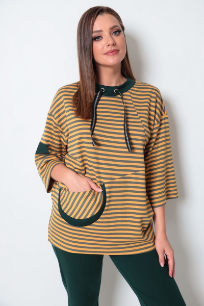 Брюки, джемпер Michel chic 1181 горчица-зеленый - фото 5