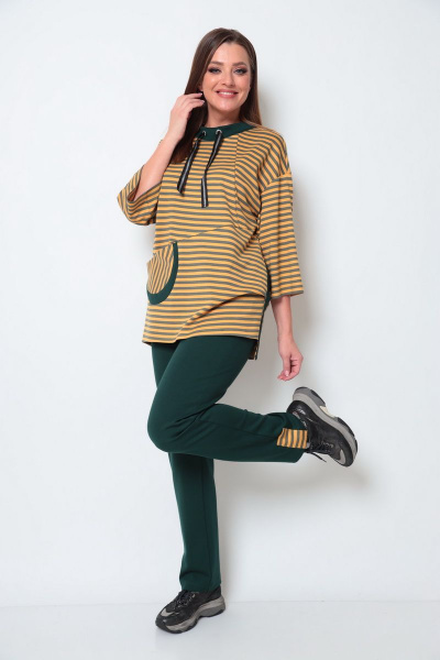 Брюки, джемпер Michel chic 1181 горчица-зеленый - фото 3