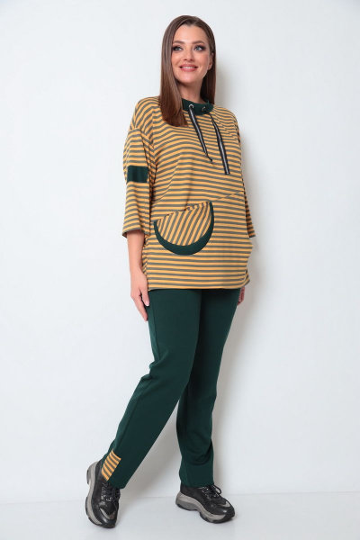 Брюки, джемпер Michel chic 1181 горчица-зеленый - фото 2