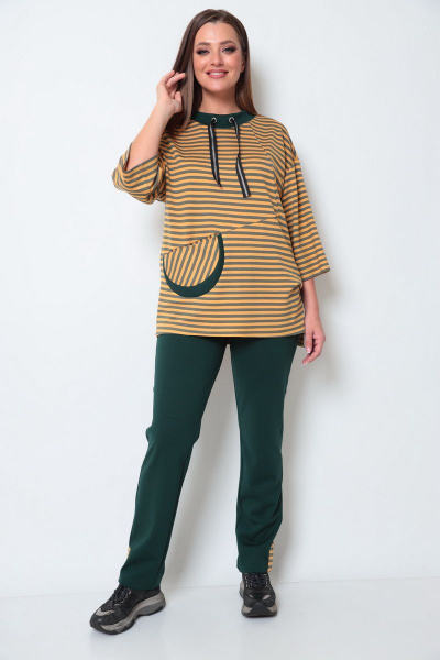 Брюки, джемпер Michel chic 1181 горчица-зеленый - фото 1