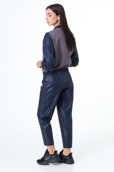 демисезонный черный жакет из текстиля с коротким рукавом и классическим стилем Anelli 1067 клетка - фото 5