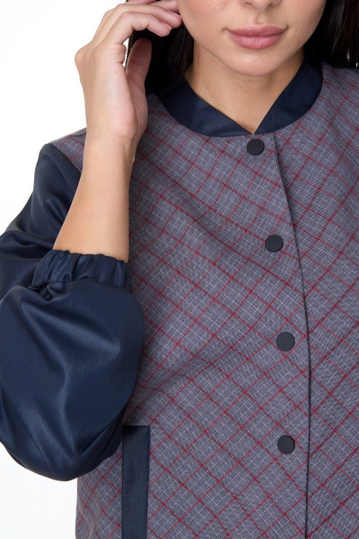 демисезонный черный жакет из текстиля с коротким рукавом и классическим стилем Anelli 1067 клетка - фото 2