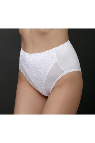 Трусы из хлопкового и трикотажного полотна с кружевной деталью Verally 1084-1 белый - фото 1
