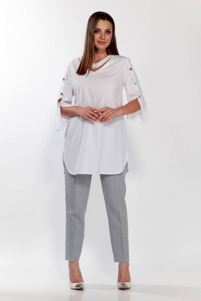 Демисезонный костюм блуза и брюки в мелкую клетку Belinga 2199 - фото 2