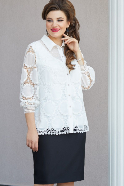 Блуза, юбка Vittoria Queen 14783 молочный-черный - фото 1